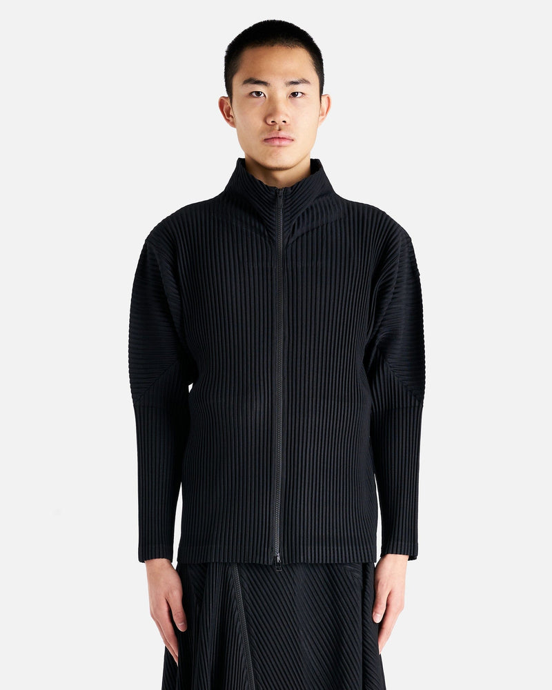 Homme Plissé Issey Miyake Men's Sweater Basics Cardigan in Black