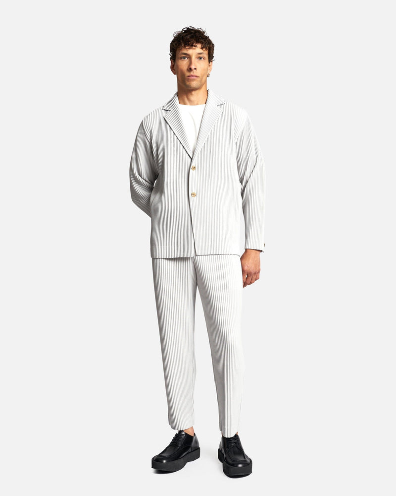 Homme Plissé Issey Miyake Men's Pants Basics Pleated Trousers in Light Gray