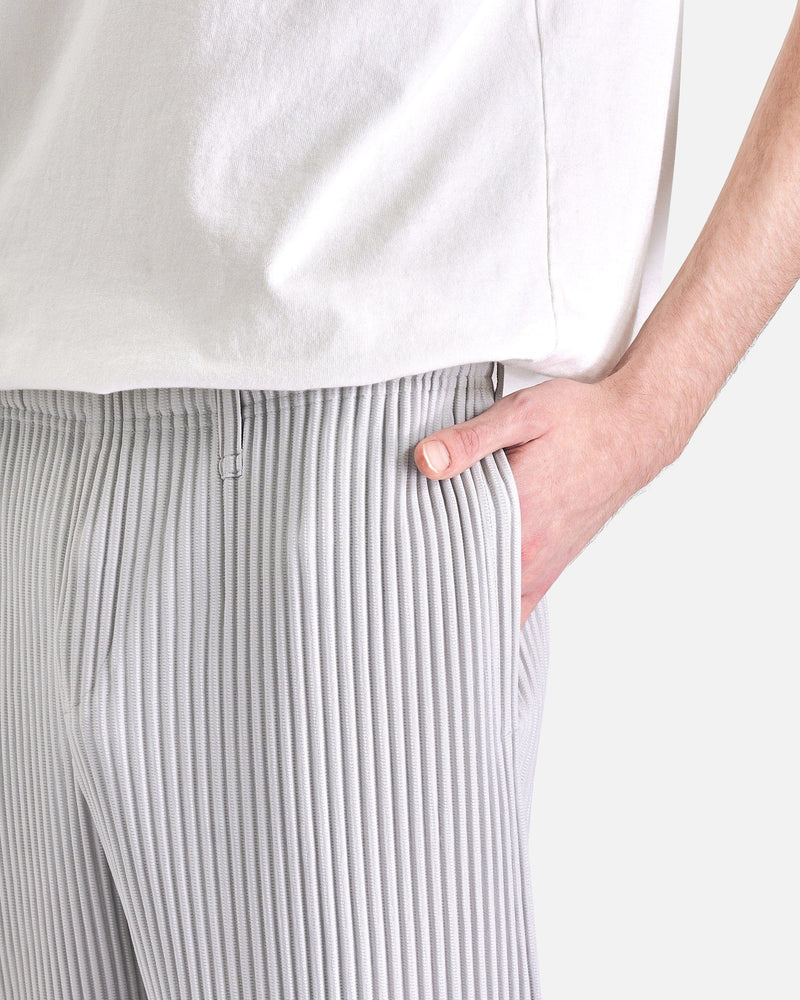 Homme Plissé Issey Miyake Men's Pants Basics Pleated Trousers in Light Gray