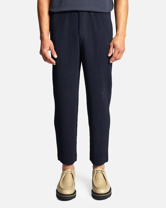 Homme Plissé Issey Miyake Men's Pants Basics Pleated Trousers in Navy