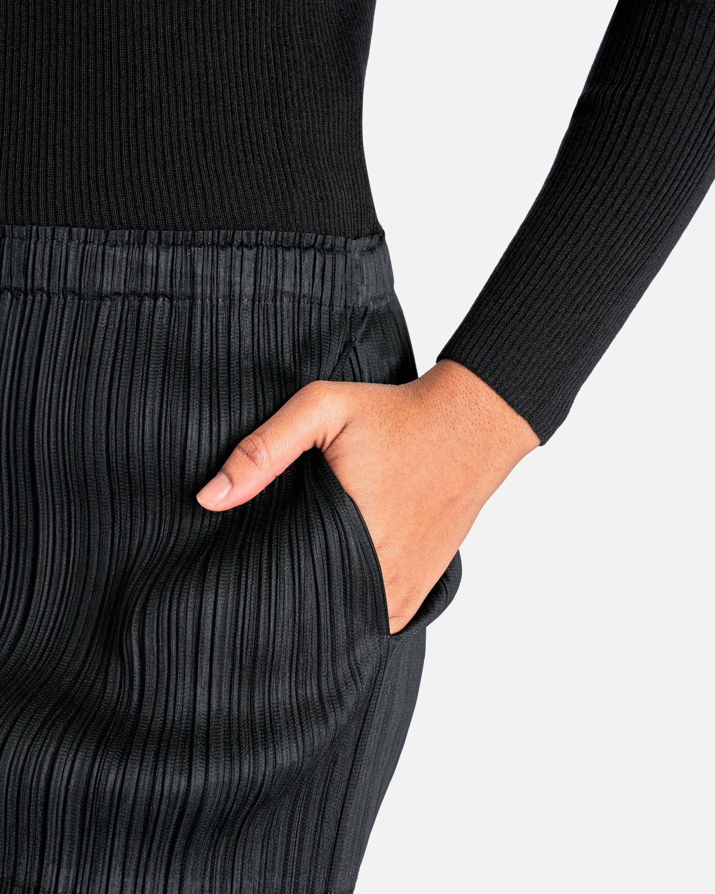 Pleats Please Issey Miyake Women Pants Basics Straight Leg Pants in Black