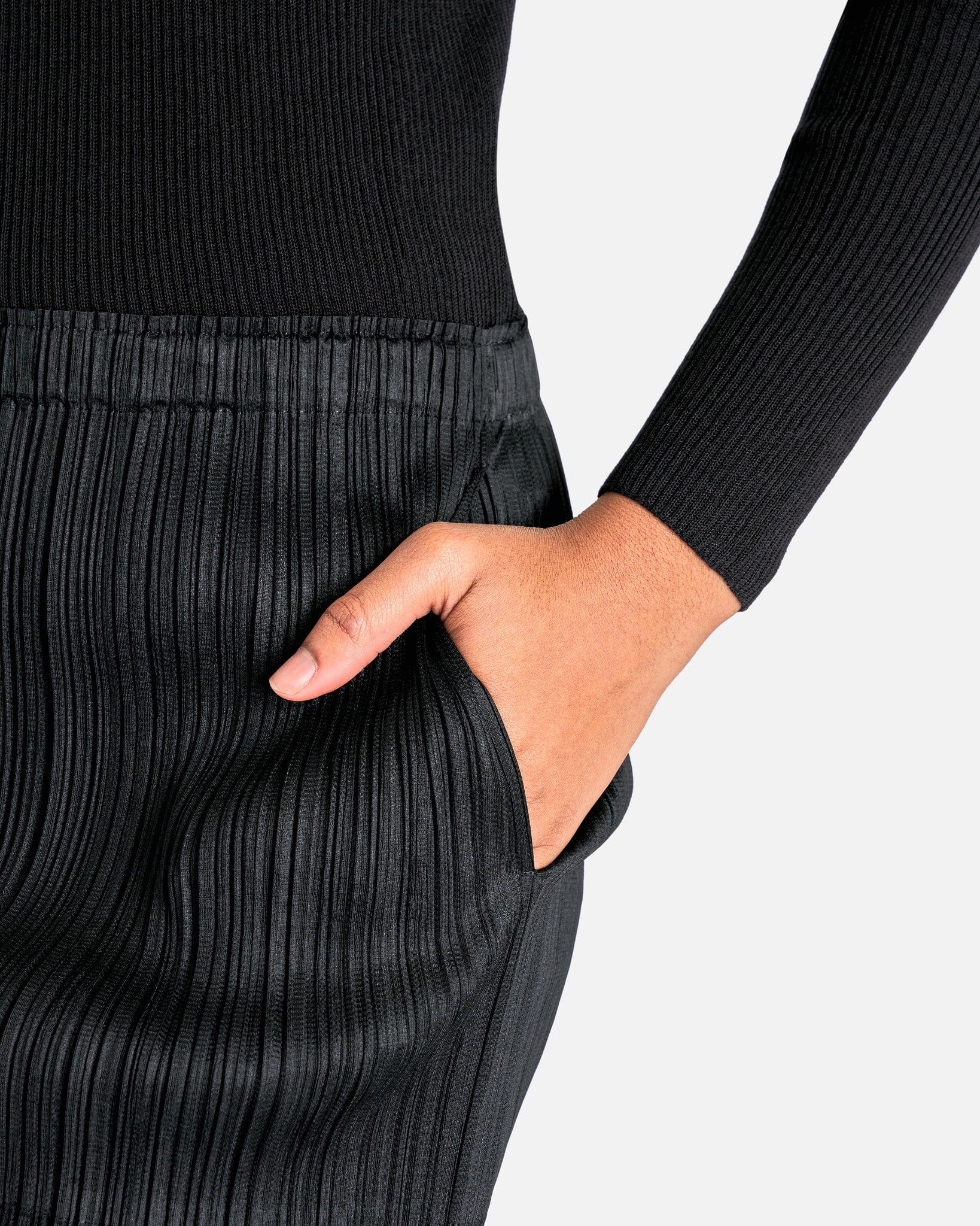 Pleats Please Issey Miyake Women Pants Basics Straight Leg Pants in Black