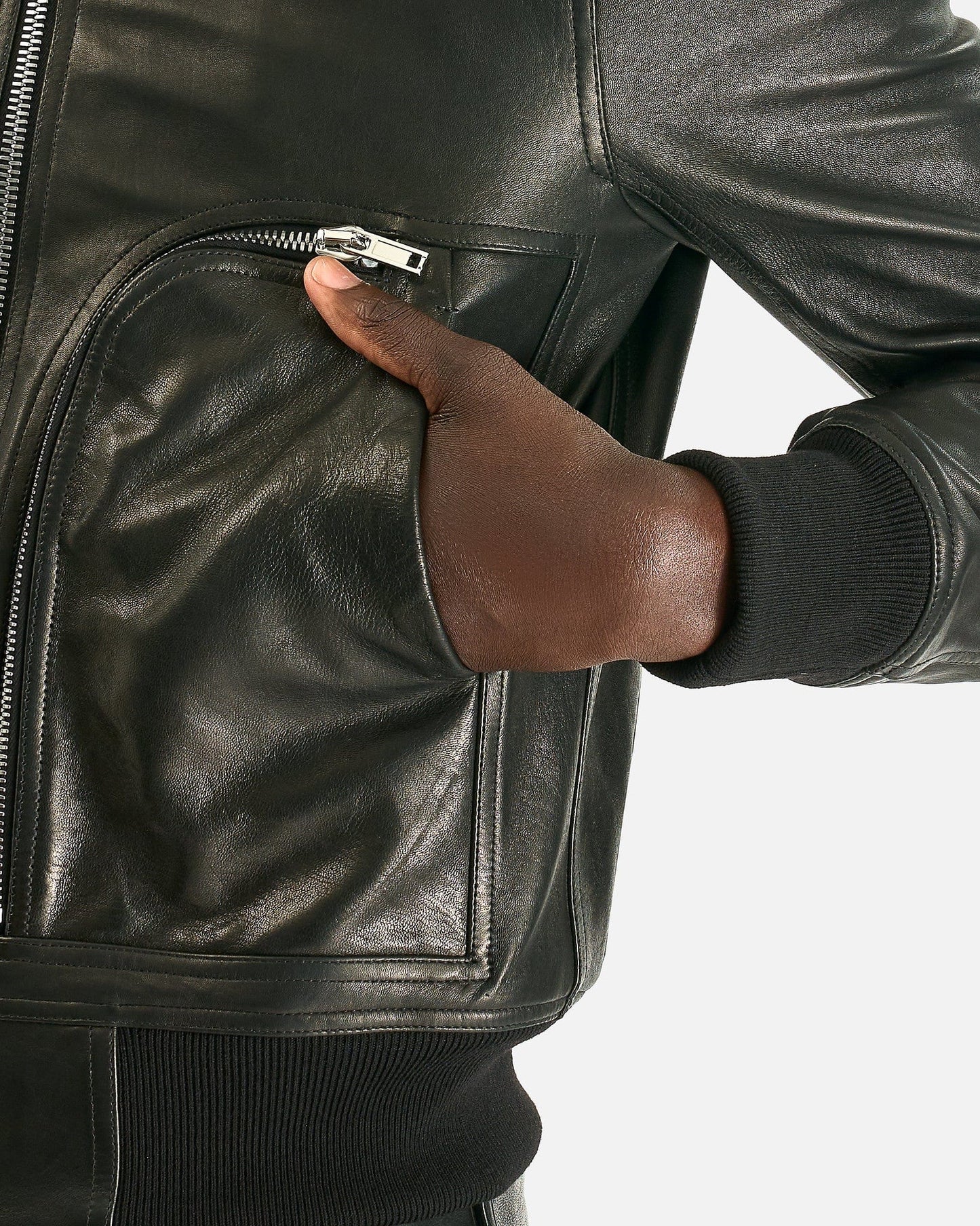 Rick Owens Men's Jackets Bauhaus Leather Flight Jacket in Black