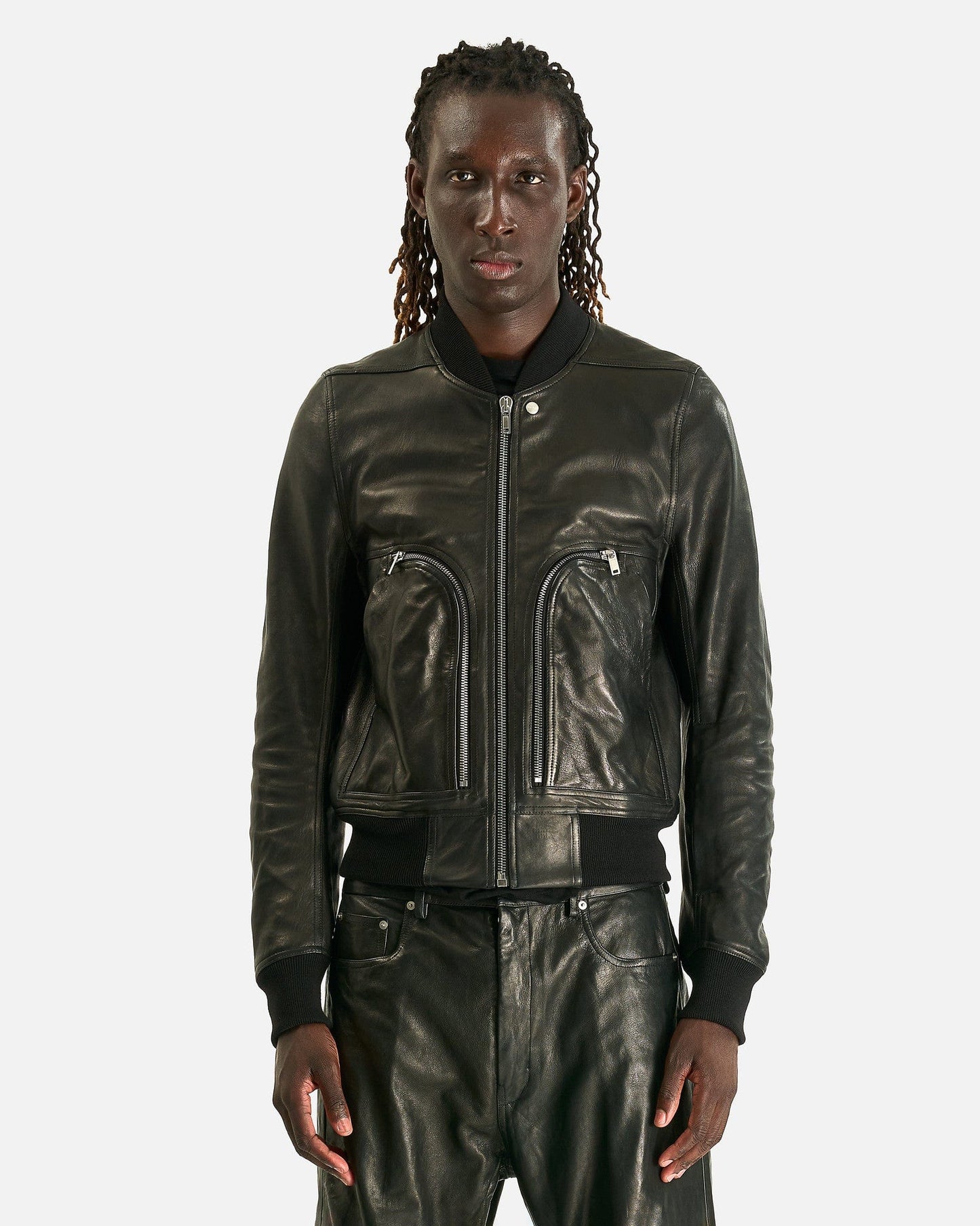 Rick Owens Men's Jackets Bauhaus Leather Flight Jacket in Black