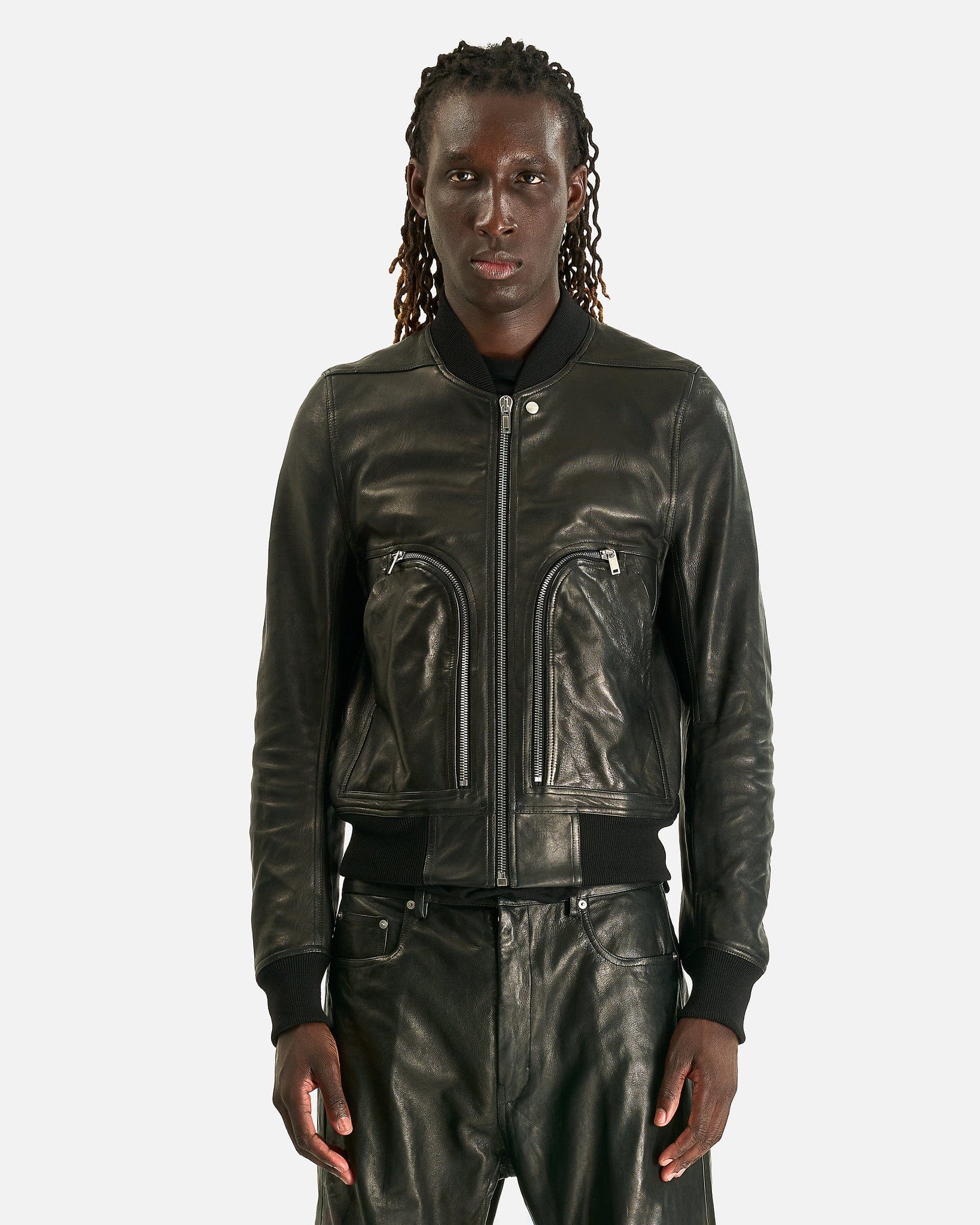 Rick Owens Men's Jackets Bauhaus Leather Flight Jacket in Black