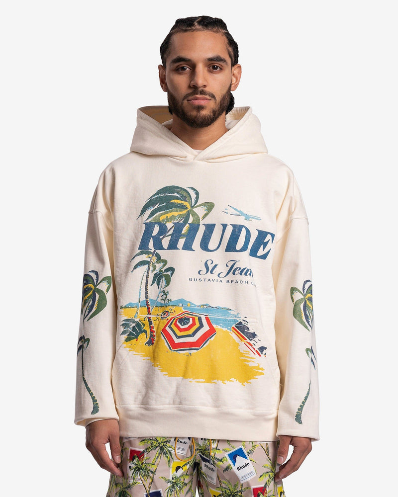 Rhude Men's Sweatshirts Beach Club Hoodie in Vintage White