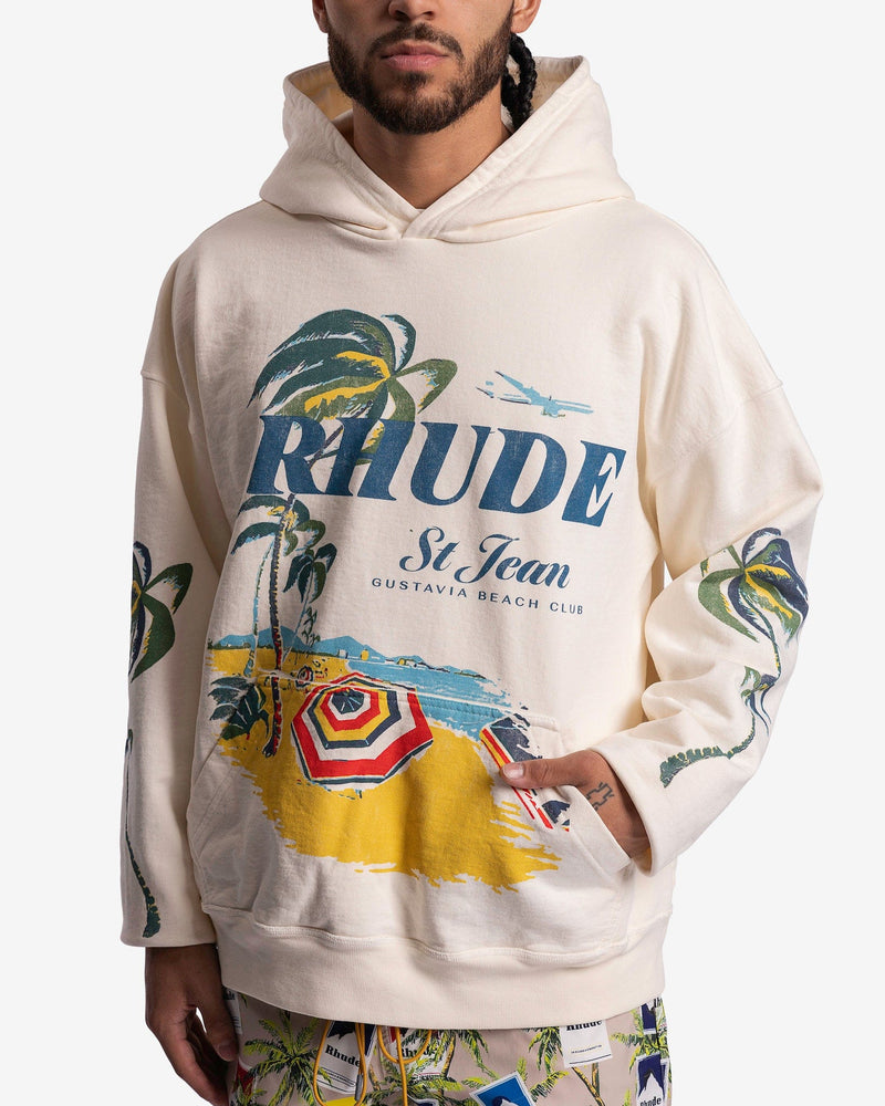 Rhude Men's Sweatshirts Beach Club Hoodie in Vintage White