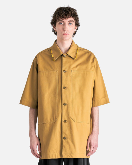 Jil Sander Men's Shirts Bead Embroidery Workwear Shirt in Pickle