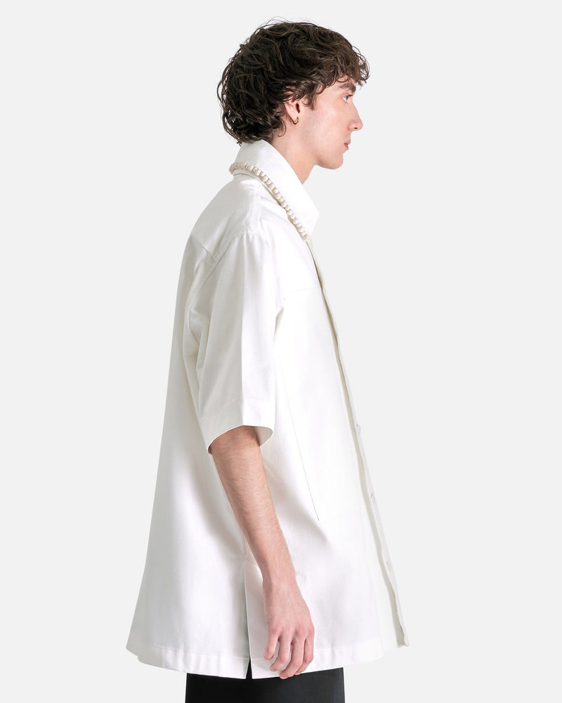 Jil Sander Men's Shirts Bead Embroidery Workwear Shirt in White