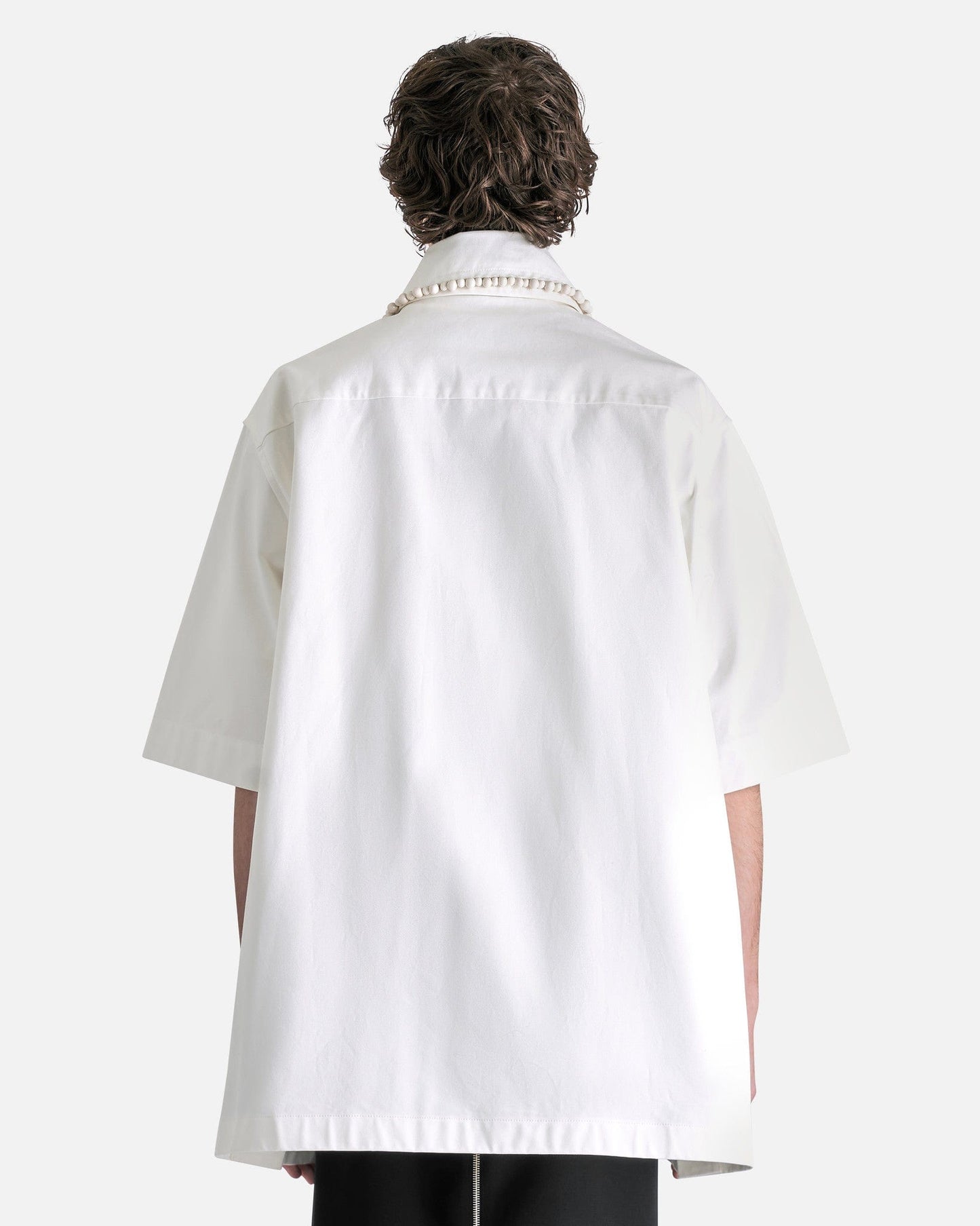 Jil Sander Men's Shirts Bead Embroidery Workwear Shirt in White