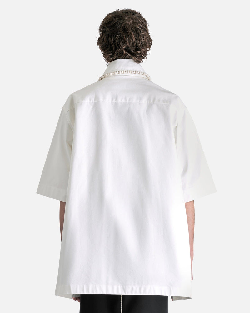 Jil Sander Men's Shirts Bead Embroidery Workwear Shirt in White