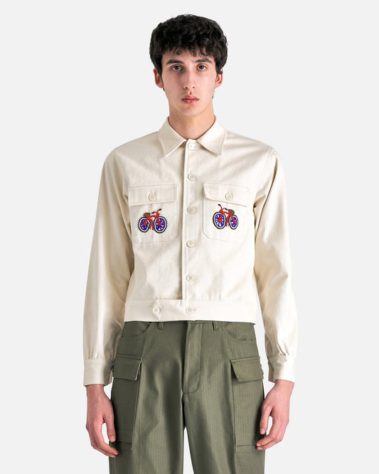 Bode Men's Jackets Beaded Bicycle Jacket in Ecru