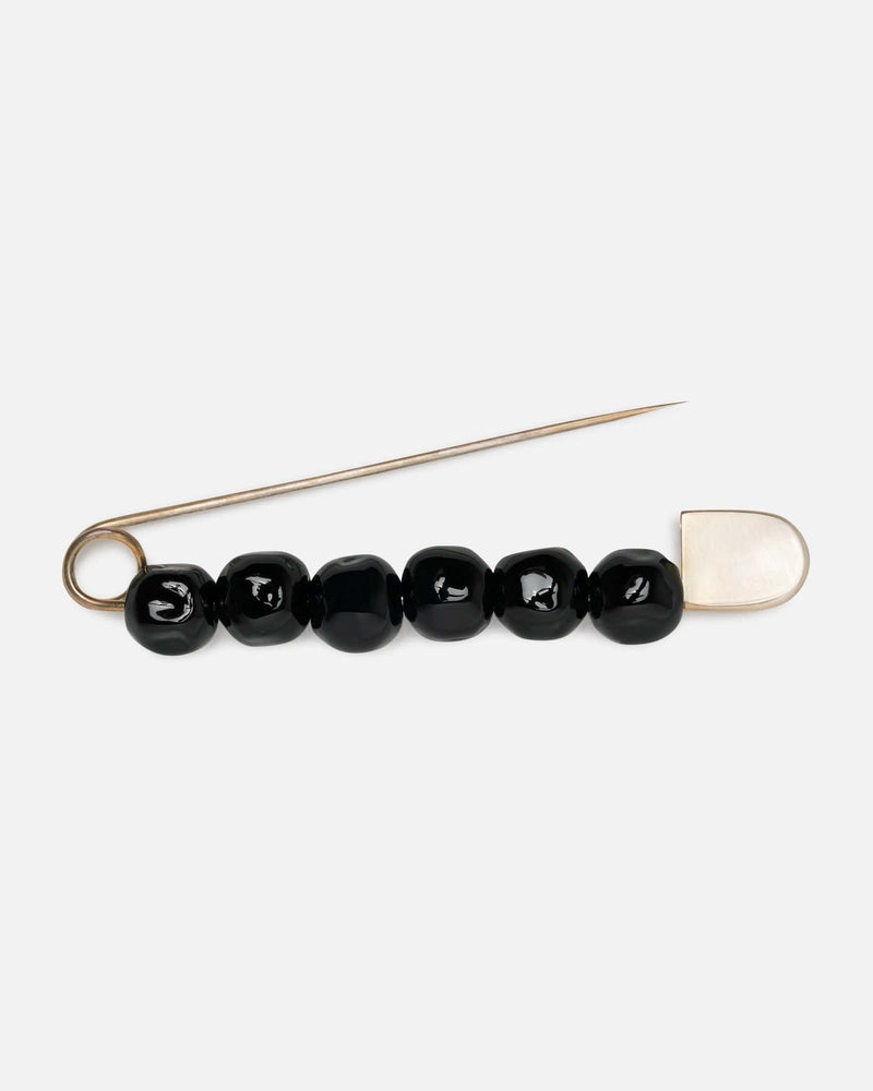 Jil Sander Jewelry Beaded Safety Pin in Black