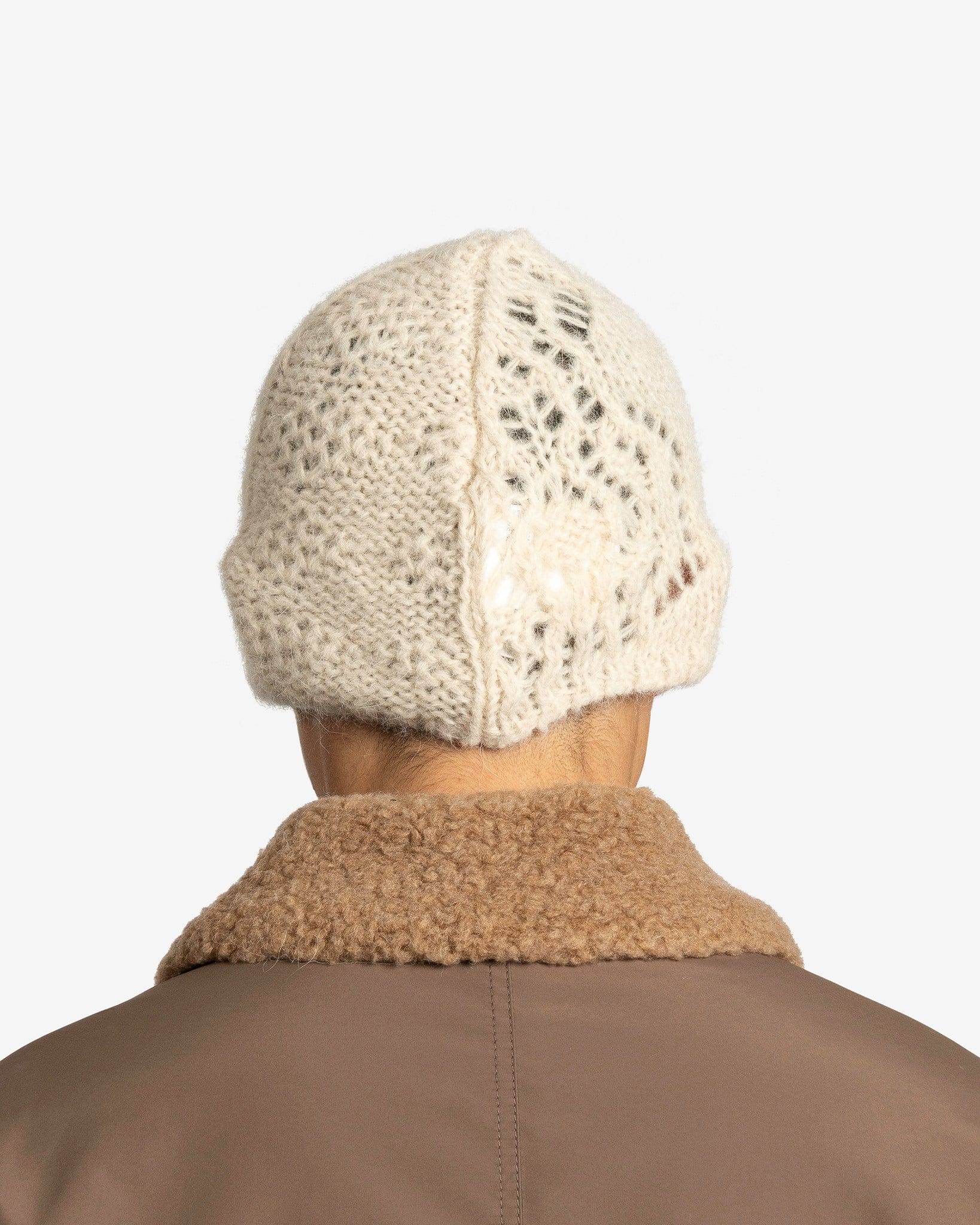 Our Legacy Men's Hats O/S Beanie in Bone Airy Alpaca Crochet