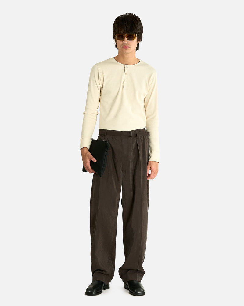 LEMAIRE Men's Pants Belted Relaxed Pants in Licorice