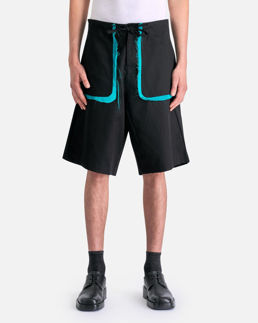 Edward Cuming Men's Shorts Bermuda Shorts in Black/Teal Green