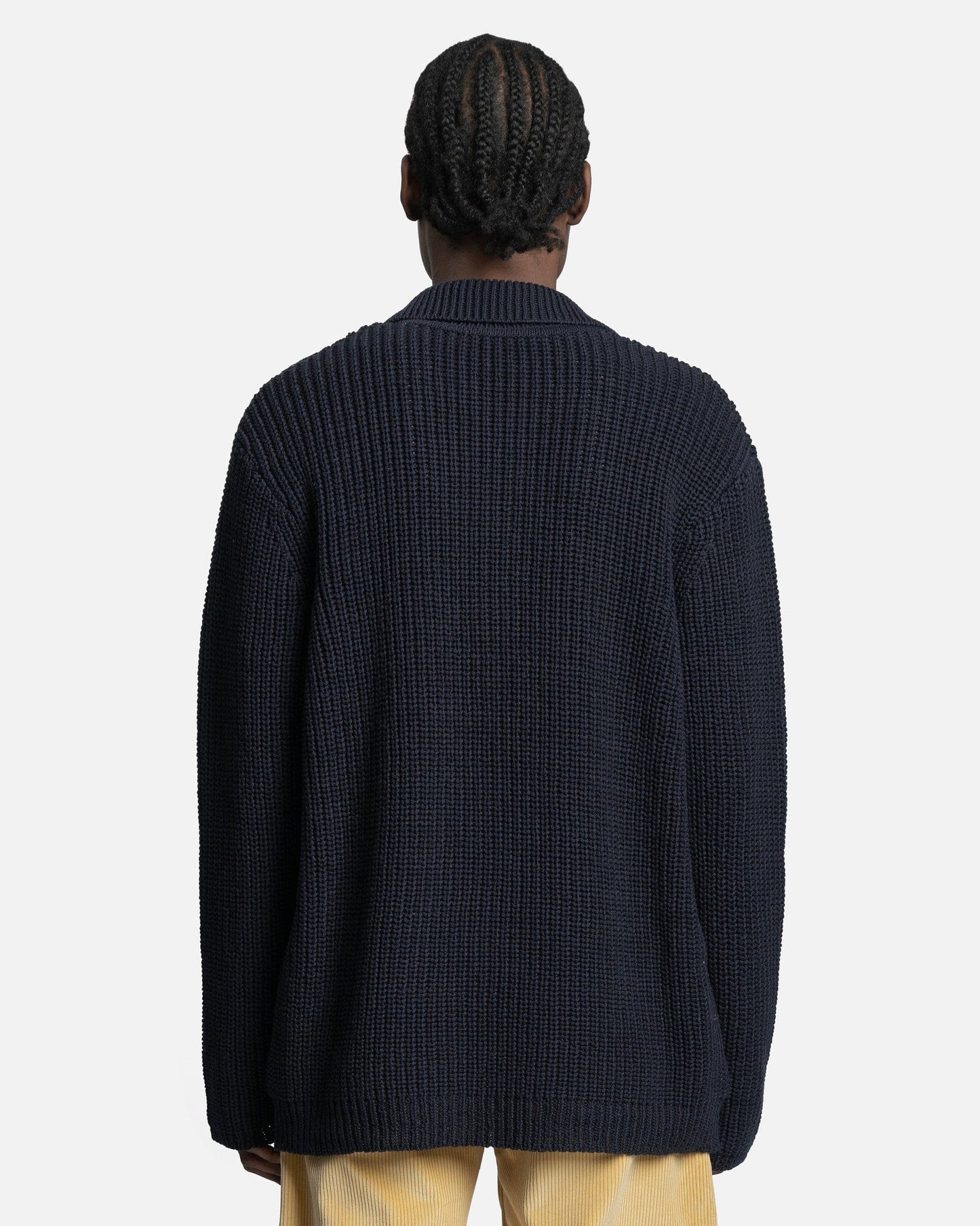 Our Legacy Men's Sweater Big Piquet in Navy Chunky Cotton Rib