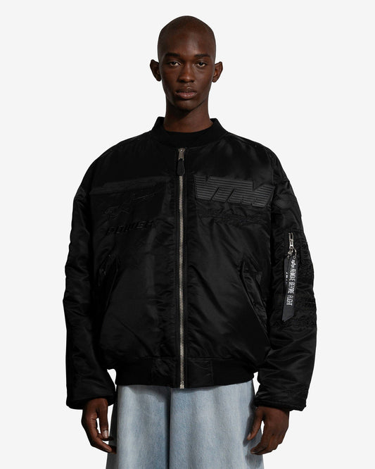 VETEMENTS Men's Jackets Blackout Motorcycle Bomber Jacket in Black