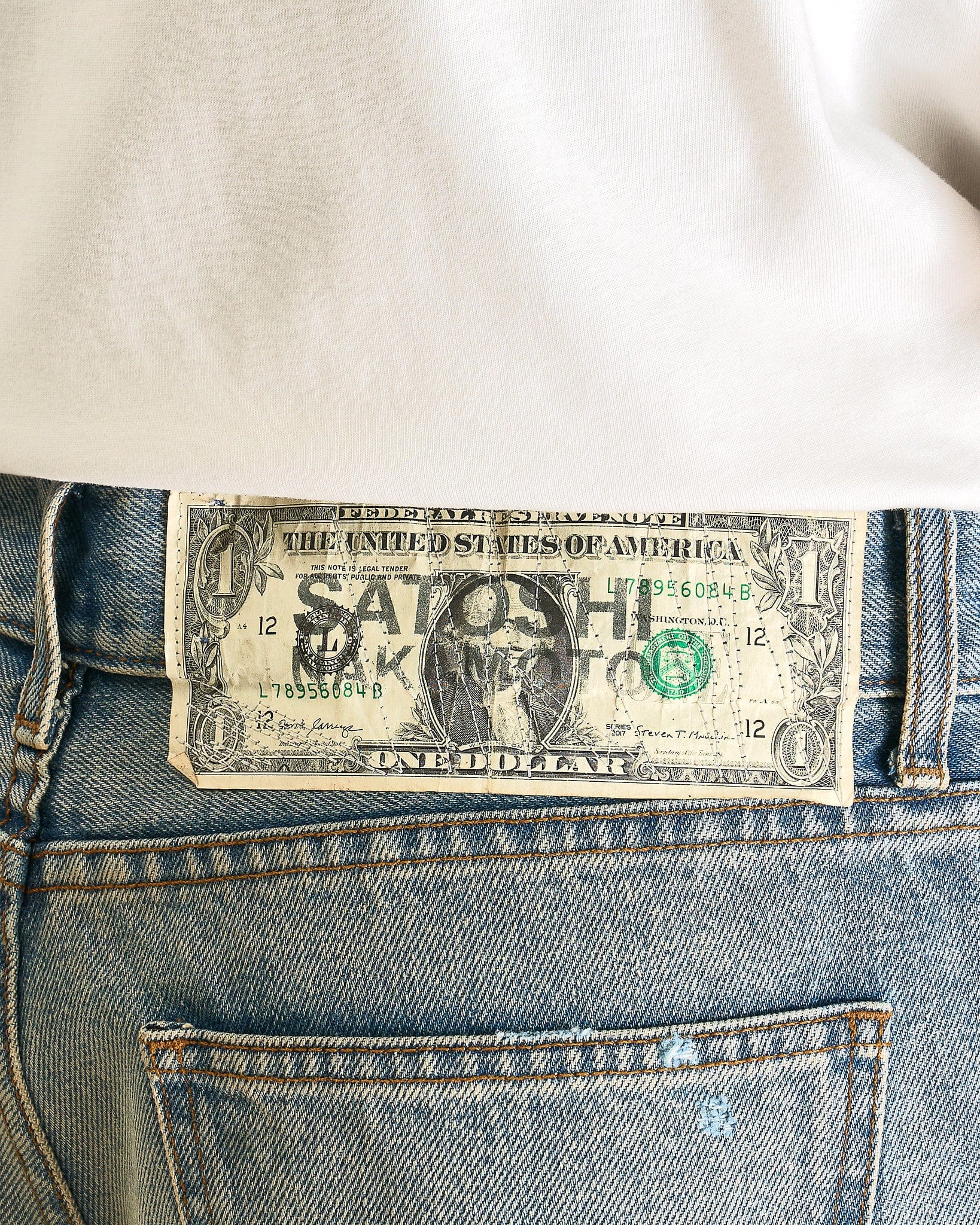 Satoshi Nakamoto Men's Jeans Blessed To be Stressed Denim in Washed Blue