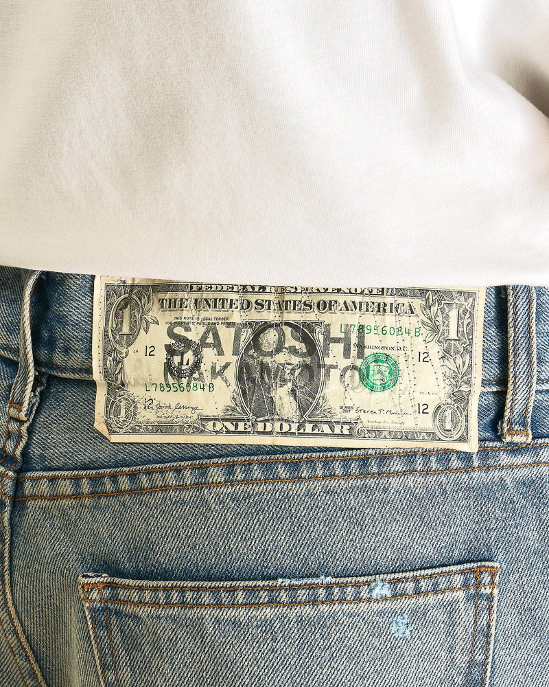 Satoshi Nakamoto Men's Jeans Blessed To be Stressed Denim in Washed Blue