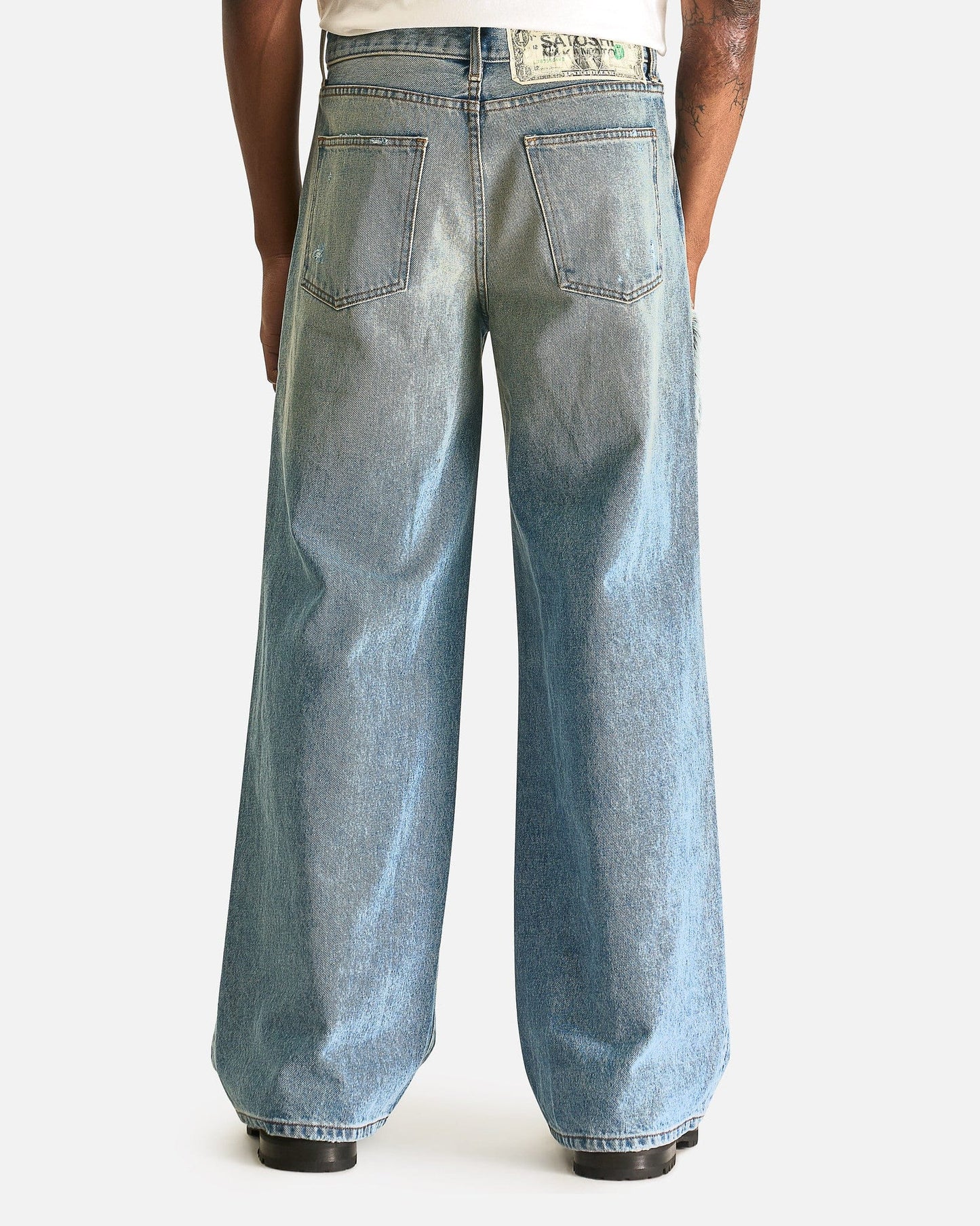 Satoshi Nakamoto Men's Jeans Blessed To be Stressed Denim in Washed Blue