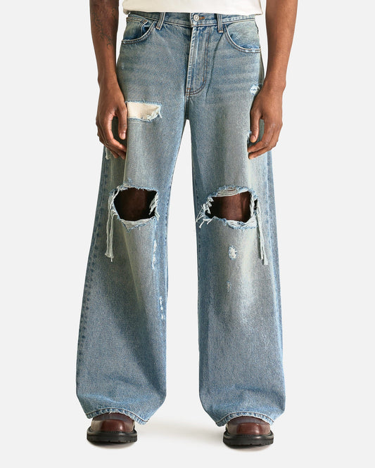 Satoshi Nakamoto Men's Jeans Blessed To be Stressed Denim in Washed Blue