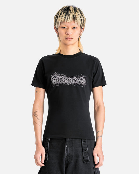 VETEMENTS Women T-Shirts Bling Logo Fitted T-Shirt in Black