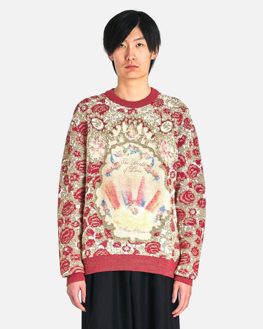 Acne Studios Men Sweaters Blossom Knit Sweater in Pink/Gold