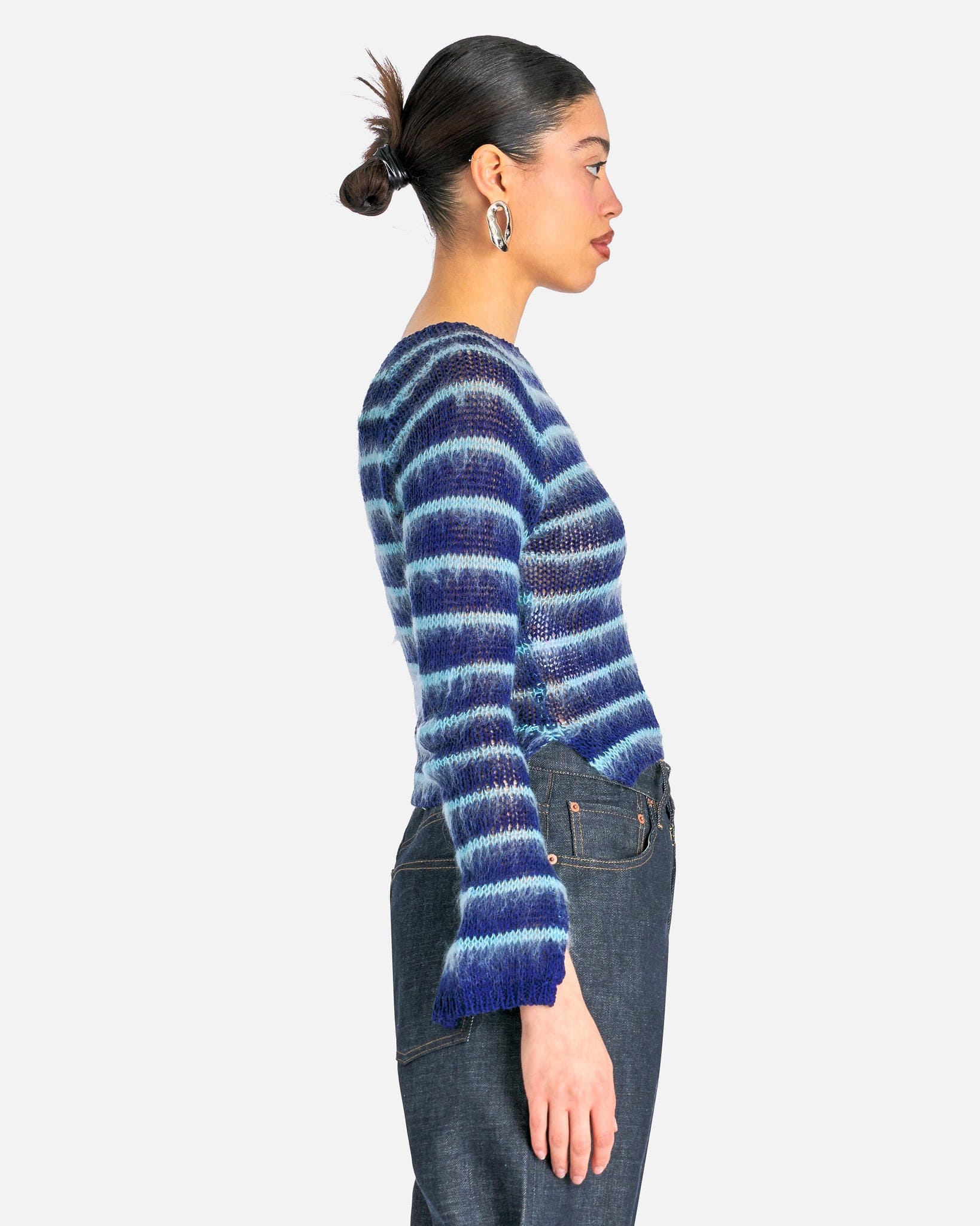 Marni Women's Sweater Boat-Neck Mohair Jumper in Blumarine