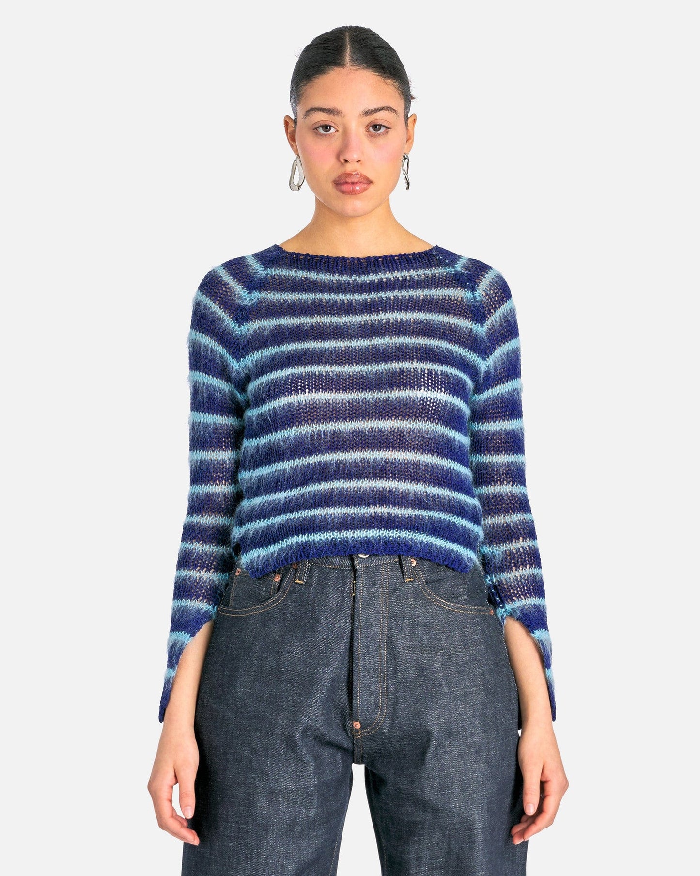 Marni Women's Sweater Boat-Neck Mohair Jumper in Blumarine
