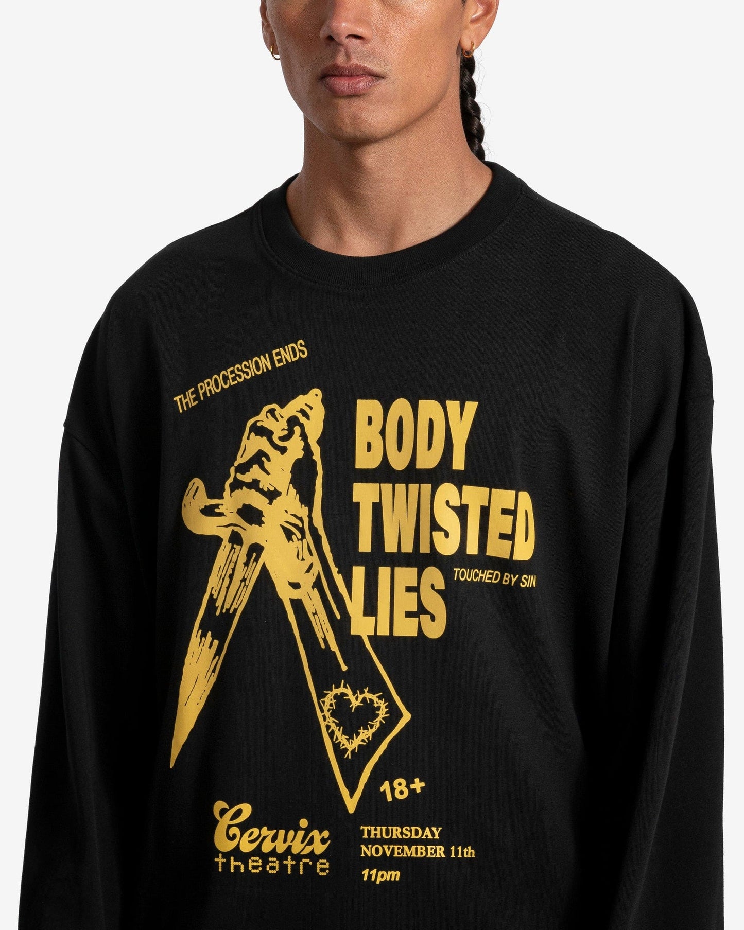 Willy Chavarria Men's T-Shirts Body Twisted Lies L/S Buffalo T-Shirt in Solid