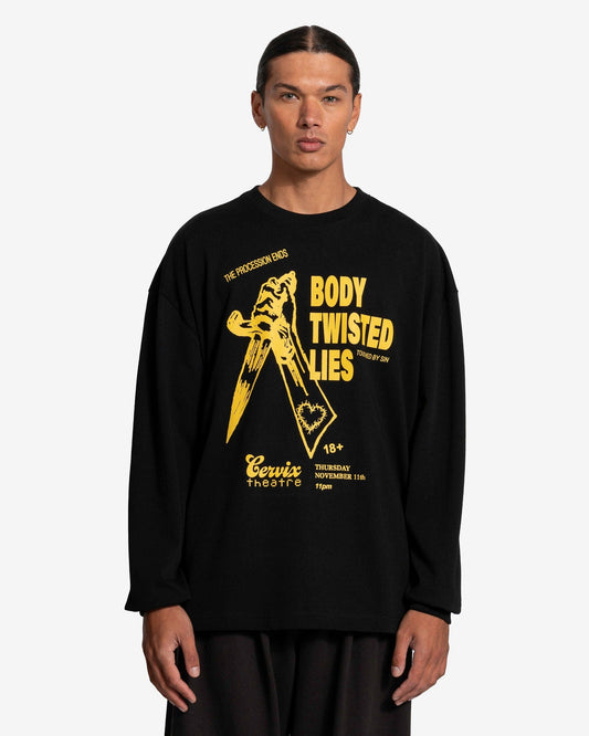 Willy Chavarria Men's T-Shirts Body Twisted Lies L/S Buffalo T-Shirt in Solid