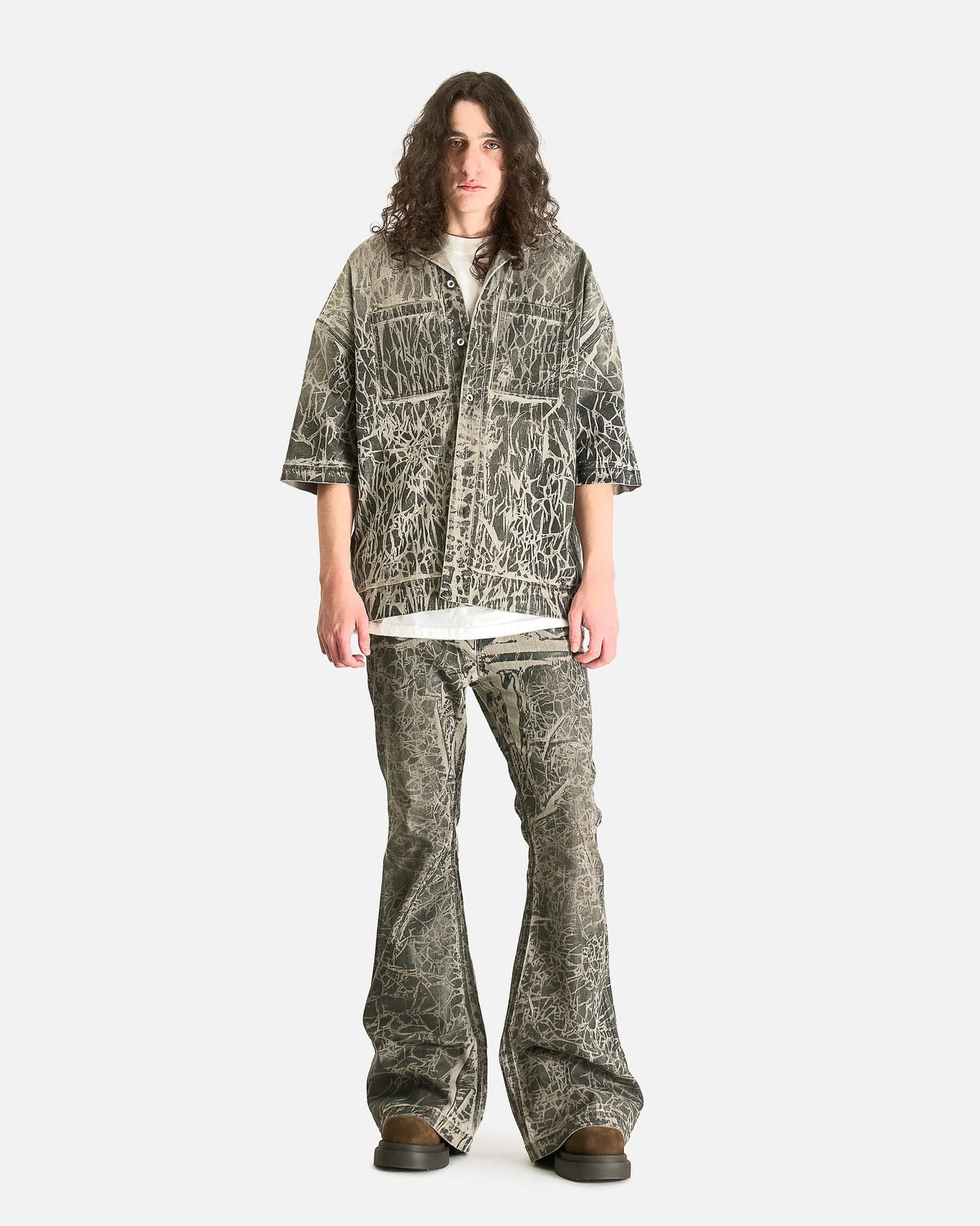 Rick Owens DRKSHDW Men's Pants Bolan Bootcut in Black Washed Foil