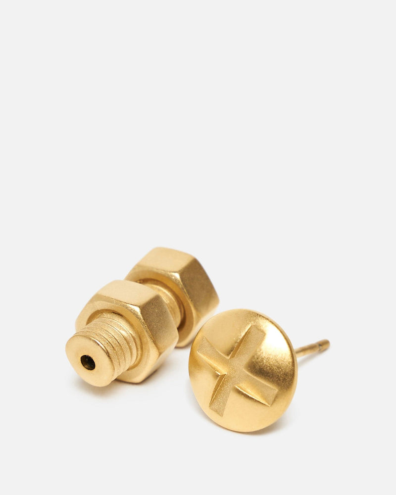 Maison Margiela Jewelry OS Bolt and Nut Screw Earring in Gold