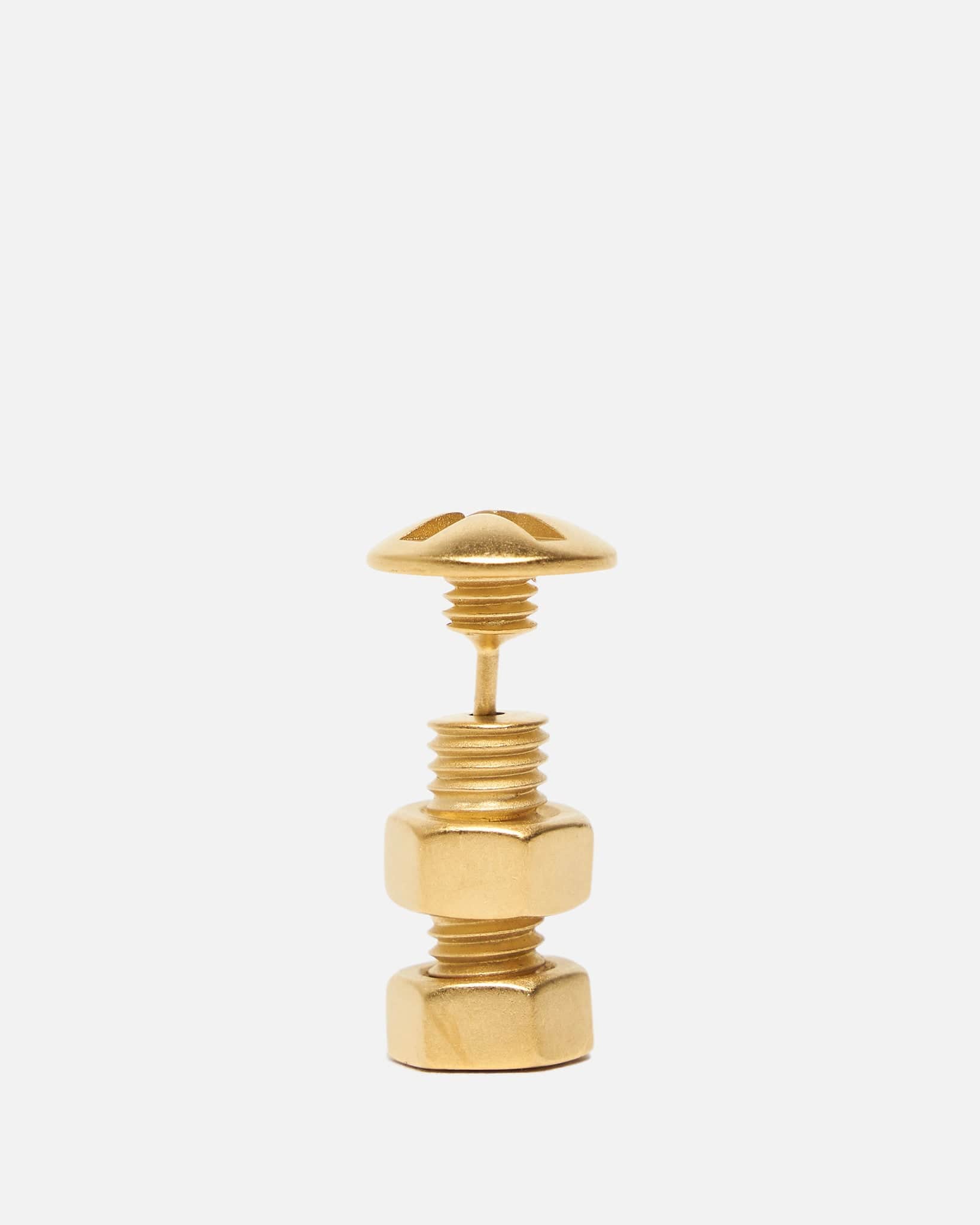 Maison Margiela Jewelry OS Bolt and Nut Screw Earring in Gold