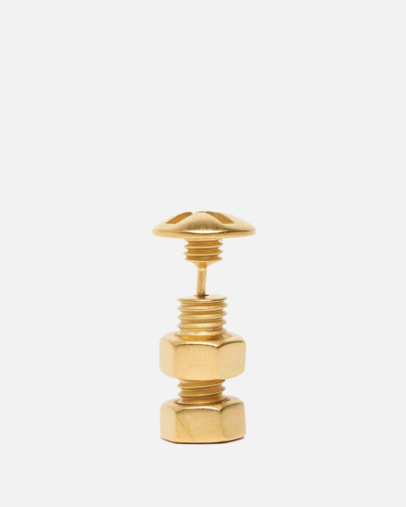 Maison Margiela Jewelry OS Bolt and Nut Screw Earring in Gold