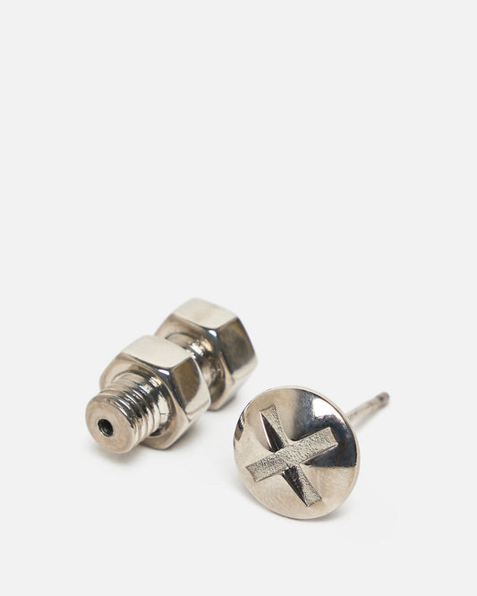 Maison Margiela Jewelry OS Bolt and Nut Screw Earring in Palladium