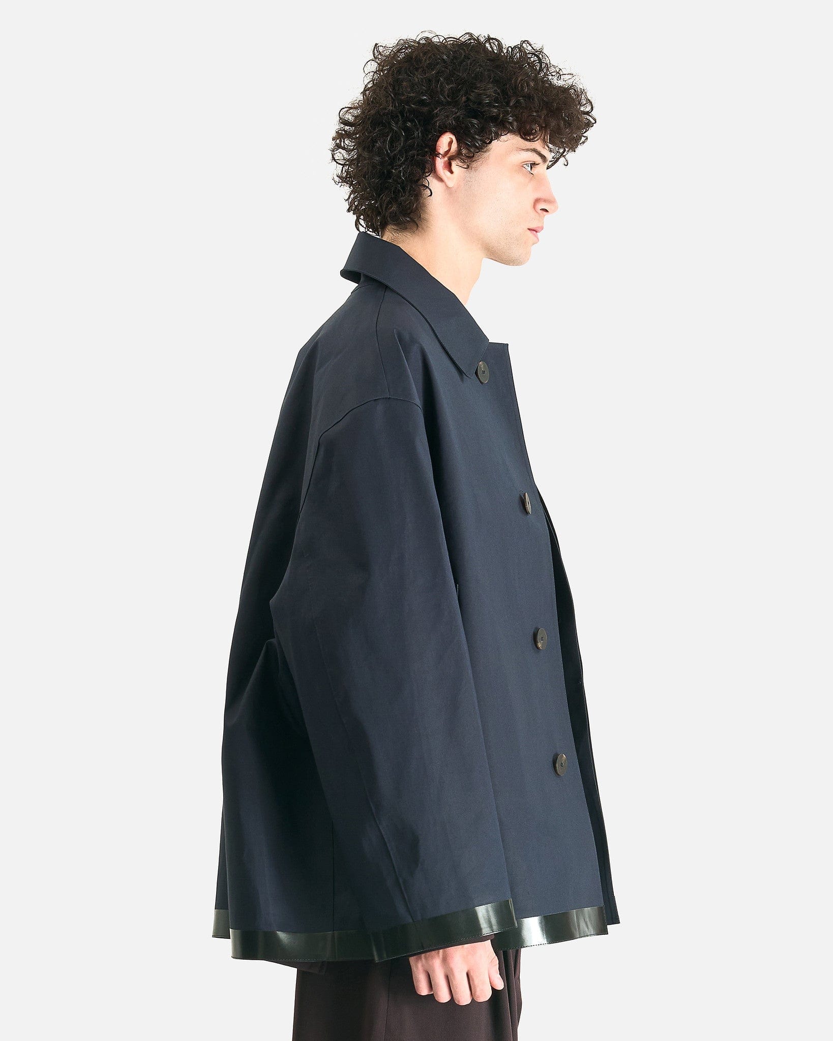 Studio Nicholson Men's Coat Bonded Short Mac in Navy