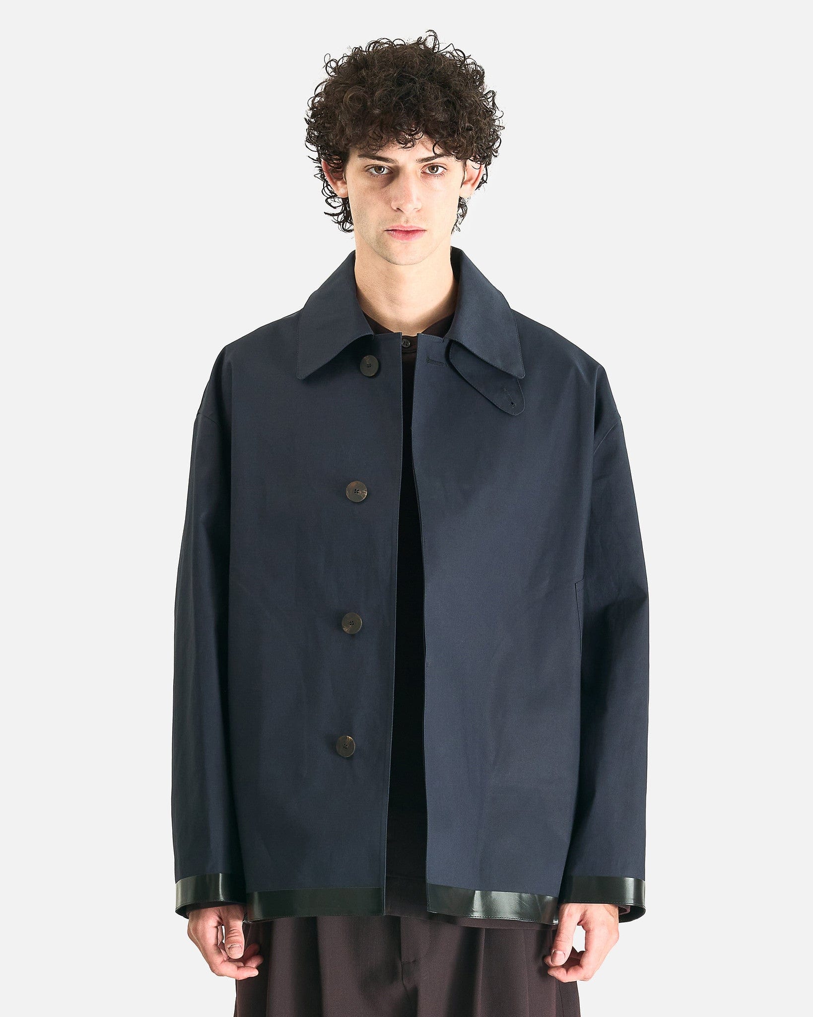 Studio Nicholson Men's Coat Bonded Short Mac in Navy