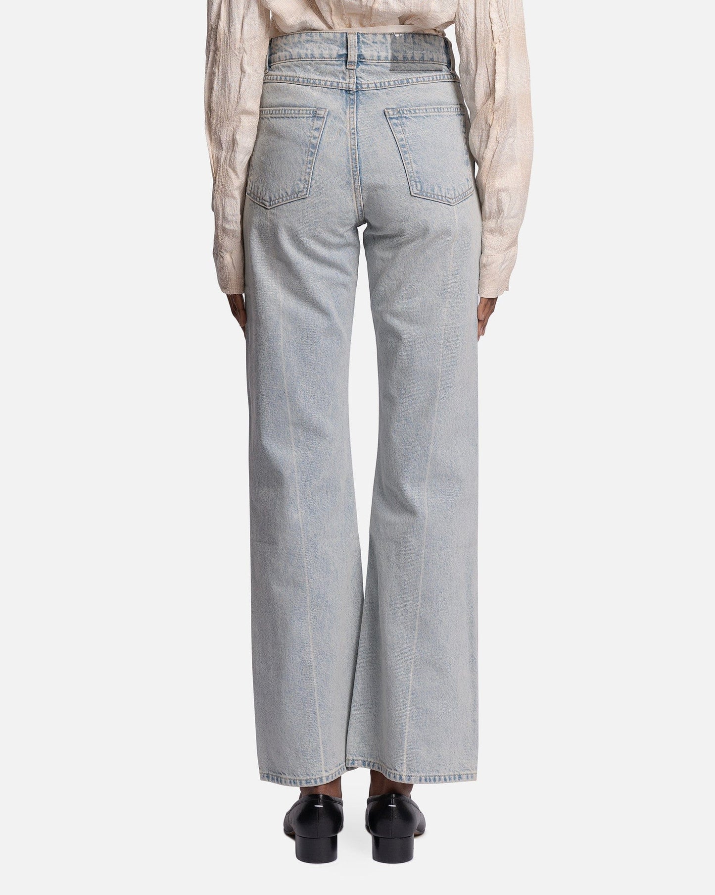 Our Legacy Women Pants Boot Cut Jeans in Bleach Crease Denim