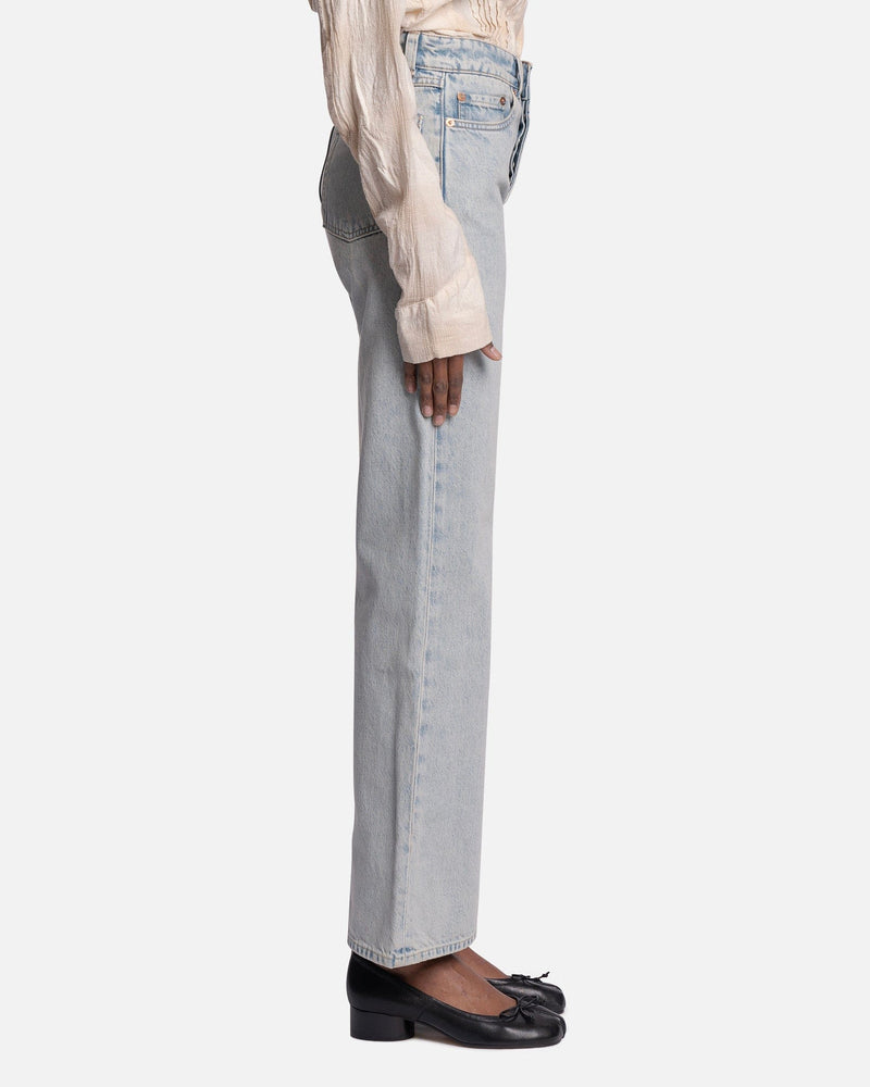 Our Legacy Women Pants Boot Cut Jeans in Bleach Crease Denim