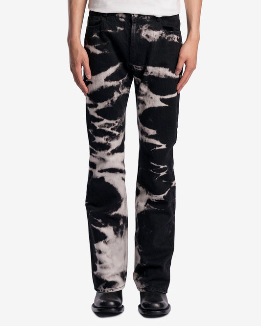 Goomheo Men's Jeans Bootcut Washed Jeans in Black/White Washed Denim