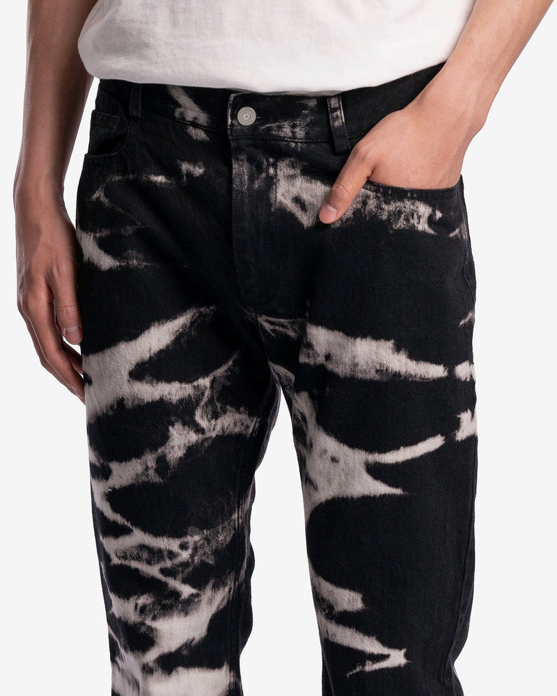 Goomheo Men's Jeans Bootcut Washed Jeans in Black/White Washed Denim