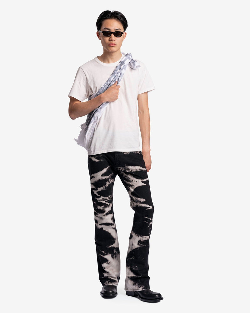 Goomheo Men's Jeans Bootcut Washed Jeans in Black/White Washed Denim