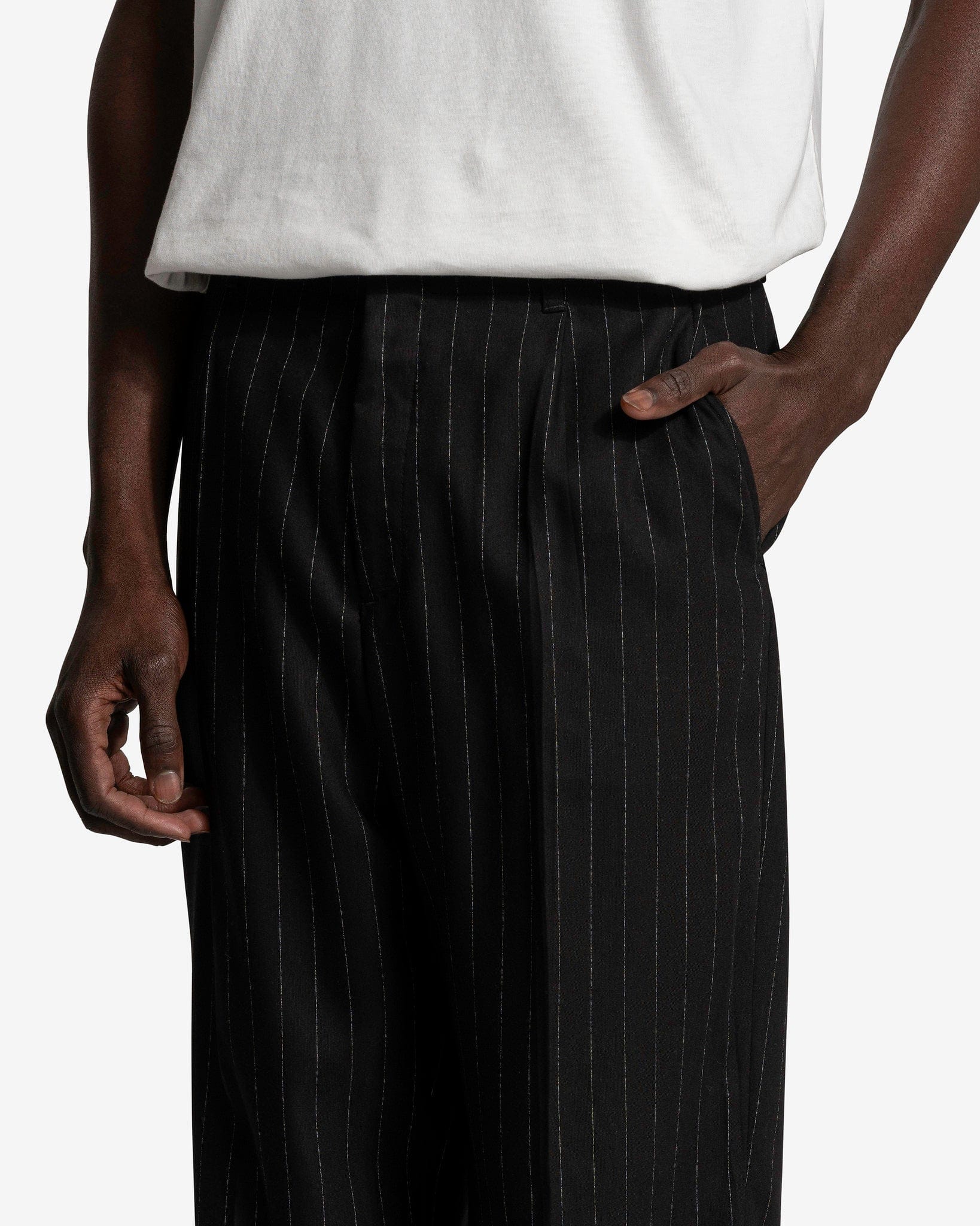 Our Legacy Men's Pants Borrowed Chino in Black Chalk Stripe