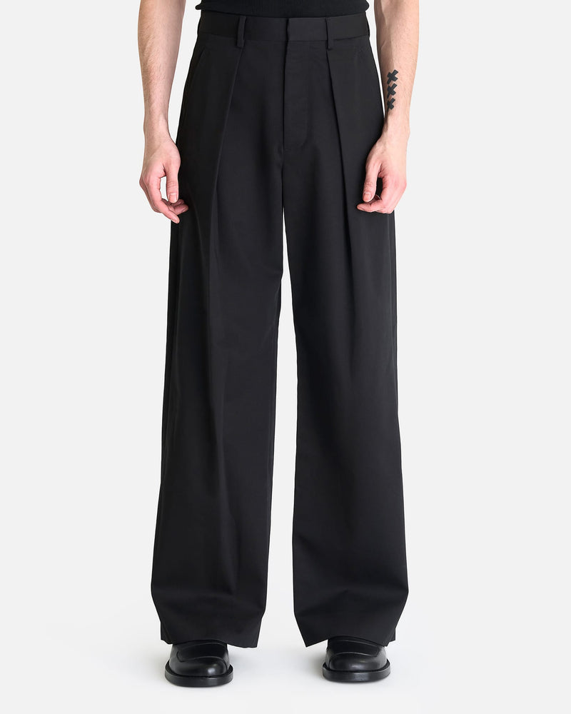 Ann Demeulemeester Men's Pants Botel Wide Leg Pleated Trousers in Black