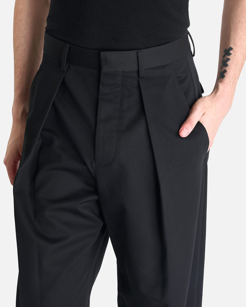 Ann Demeulemeester Men's Pants Botel Wide Leg Pleated Trousers in Black