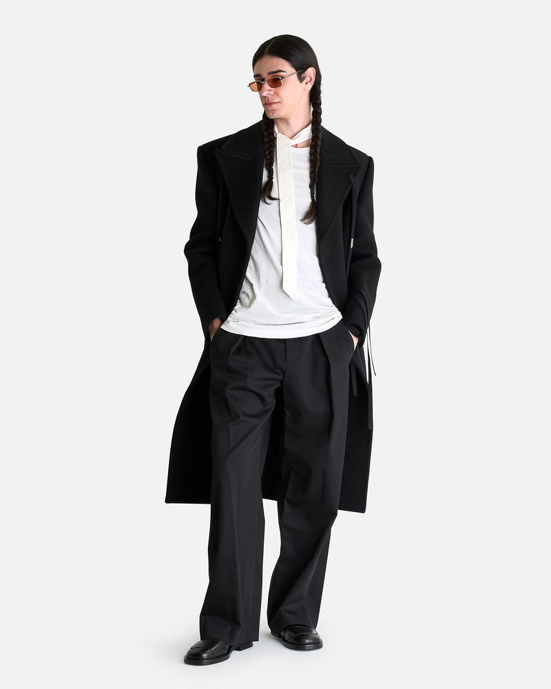 Ann Demeulemeester Men's Pants Botel Wide Leg Pleated Trousers in Black
