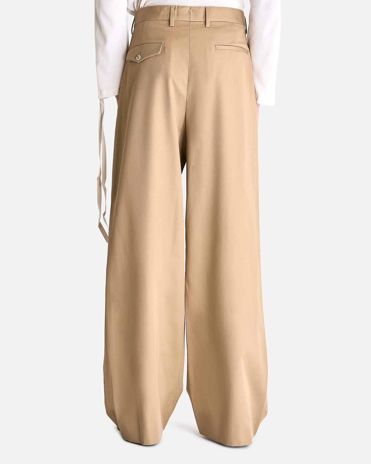 Ann Demeulemeester Men's Pants Botel Wide Leg Pleated Trousers in Sand