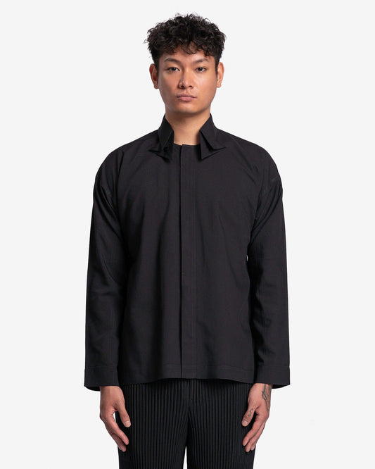 Homme Plissé Issey Miyake Men's Shirts Bow-Tie Press Shirt in Black